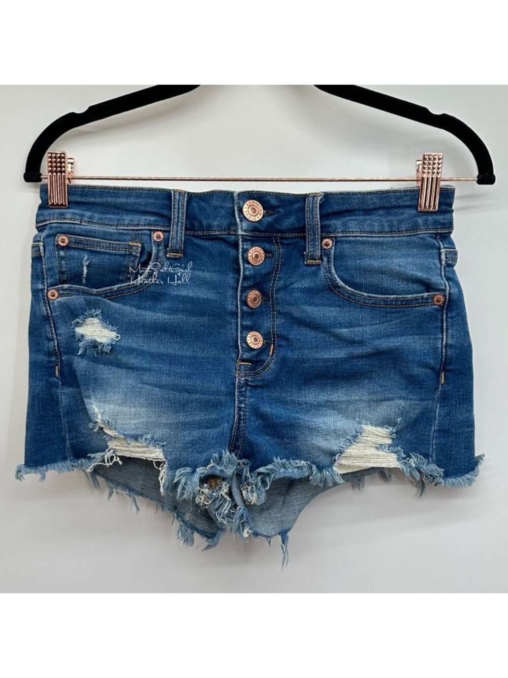 American Eagle Outfitters Super Stretch Button Fly Hi Rise Shortie Jean Shorts